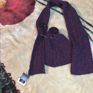 Chic Purple Knit Hat and Scarf Set